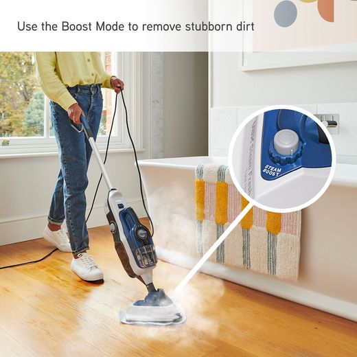 Vax Steam Fresh Total Home CDST-SFXT Steam Mop with up to 15 Minutes Run Time - Navy Blue - Annotation - Boost mode shot